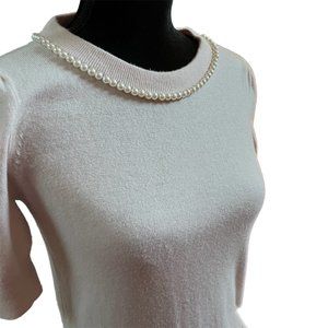 Kate Spade Women’s Light Pink S/S Sweater with Pearl Neckline, Size XS